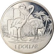 1 Dollar - Elizabeth II Flamingos, United Kingdom, 2021 reverse image