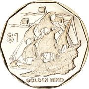 1 Dollar - Elizabeth II Golden Hind, United Kingdom, 2022 reverse image