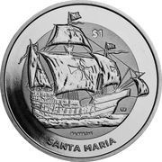 1 Dollar - Elizabeth II Santa Maria; Silver Bullion, United Kingdom, 2022 reverse image