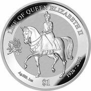1 Dollar In the name of Elizabeth II; Life of Queen Elizabeth II; Silver Bullion reverse image