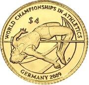 4 Dollars - Elizabeth II World Championship Athletics 2009, United Kingdom, 2009 reverse image