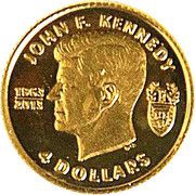 4 Dollars 50th Anniversary of John F Kennedy, United Kingdom, 2013 reverse image