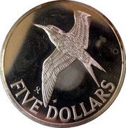 5 Dollars - Elizabeth II Royal Tern; Silver Proof reverse image
