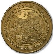 5 Dollars - Elizabeth II Olympics, Asia; Yellow Titanium reverse image