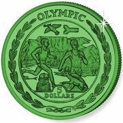 5 Dollars - Elizabeth II Olympics, Africa; Green Titanium, United Kingdom, 2009 reverse image