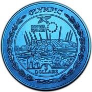 5 Dollars - Elizabeth II Olympics, Europe; Blue Titanium reverse image