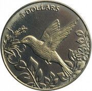 5 Dollars - Elizabeth II Bee Hummingbird reverse image