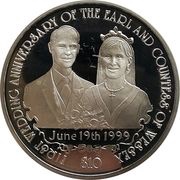 10 Dollars - Elizabeth II Wedding Anniversary, United Kingdom, 2000 reverse image
