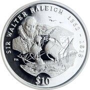 10 Dollars - Elizabeth II Sir Walter Raleigh, United Kingdom, 2002 reverse image