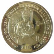 10 Dollars - Elizabeth II Golden Jubilee - On Throne, United Kingdom, 2002 reverse image