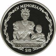 10 Dollars - Elizabeth II Queen Mother and a young Prince Charles, United Kingdom, 2002 reverse image