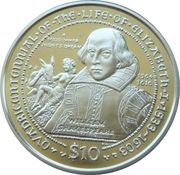 10 Dollars - Elizabeth II Sir William Shakespeare, United Kingdom, 2003 reverse image