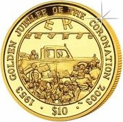 10 Dollars - Elizabeth II Golden Jubilee - In Automobile, United Kingdom, 2003 reverse image