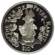10 Dollars - Elizabeth II The Tale of Peter Rabbit; Silver Proof, United Kingdom, 2004 reverse image