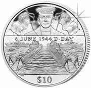 10 Dollars - Elizabeth II D-Day - Sailor, United Kingdom, 2004 reverse image