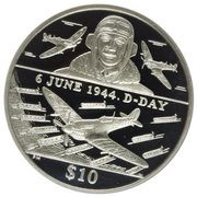 10 Dollars - Elizabeth II D-Day - Pilot, United Kingdom, 2004 reverse image