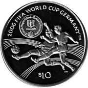 10 Dollars - Elizabeth II 2006 FIFA World Cup Germany, United Kingdom, 2004 reverse image