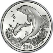 10 Dollars - Elizabeth II Dolphin and calf, United Kingdom, 2005 reverse image
