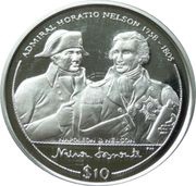 10 Dollars - Elizabeth II Napoleon and Nelson, United Kingdom, 2005 reverse image