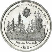 10 Dollars - Elizabeth II Nelson’s favorite Ships, United Kingdom, 2005 reverse image