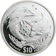 10 Dollars - Elizabeth II Dolphins, United Kingdom, 2006 reverse image