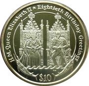 10 Dollars - Elizabeth II Elizabeth II and Philip on their thrones, United Kingdom, 2006 reverse image