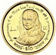 10 Dollars - Elizabeth II Mona Lisa; Gold Proof, United Kingdom, 2006 reverse image