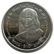 10 Dollars - Elizabeth II Mona Lisa; Silver Proof, United Kingdom, 2006 reverse image