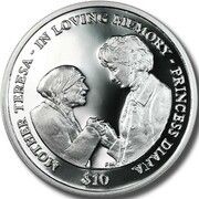 10 Dollars - Elizabeth II Mother Teresa and Princess Diana, United Kingdom, 2007 reverse image