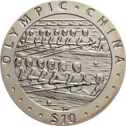 10 Dollars - Elizabeth II Rowing, United Kingdom, 2008 reverse image