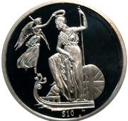10 Dollars - Elizabeth II Britannia; Silver Proof, United Kingdom, 2008 reverse image