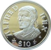 10 Dollars - Elizabeth II King Alfred, United Kingdom, 2008 reverse image