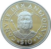 10 Dollars - Elizabeth II King Canute, United Kingdom, 2008 reverse image