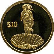 10 Dollars - Elizabeth II Birth of Venus, United Kingdom, 2010 reverse image