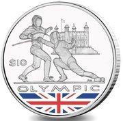 10 Dollars - Elizabeth II Fencing; Double Portrait, United Kingdom, 2012 reverse image