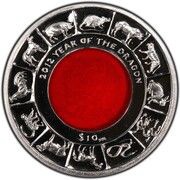 10 Dollars - Elizabeth II Year of the Dragon, United Kingdom, 2012 reverse image