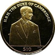 10 Dollars - Elizabeth II Duke Of Cambridge; Gold Proof, United Kingdom, 2012 reverse image