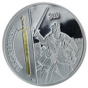 10 Dollars - Elizabeth II Legendary Weapons - Excalibur, United Kingdom, 2013 reverse image