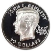 10 Dollars - Elizabeth II John F. Kennedy; Piedfort, United Kingdom, 2014 reverse image