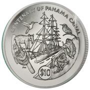 10 Dollars - Elizabeth II Centenary of Panama Canal, United Kingdom, 2014 reverse image