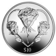 10 Dollars - Elizabeth II Heart of Roses, United Kingdom, 2015 reverse image