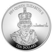 10 Dollars - Elizabeth II Longest Reigning Monarch, United Kingdom, 2015 reverse image