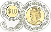 10 Dollars - Elizabeth II 90th Birthday of Queen Elizabeth II; 90 Shape reverse image