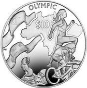 10 Dollars - Elizabeth II Olympic - Triathlon, United Kingdom, 2016 reverse image