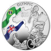 10 Dollars - Elizabeth II Olympic - Triathlon; Coloured, United Kingdom, 2016 reverse image
