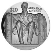 10 Dollars - Elizabeth II Lincoln Memorial, Silver UHD reverse image