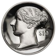 10 Dollars - Elizabeth II Queen Victoria; Silver Piedfort, United Kingdom, 2017 reverse image