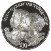 10 Dollars - Elizabeth II Bicentennary Queen Victoria; Silver Piedfort, United Kingdom, 2017 reverse image