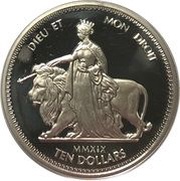 10 Dollars - Elizabeth II Una and Lion, United Kingdom, 2019 reverse image