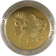 10 Dollars - Elizabeth II Transition of the Morgan Dollar to the Peace Dollar; Gold Plated, United Kingdom, 2021 reverse image